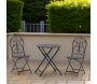 Table et chaises de jardin en métal laqué bleu antique