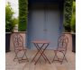 Table et chaises de jardin en métal laqué rouge
