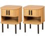 Table de nuit en lamelles bois et métal Kyoto (Lot de 2)