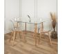Table repas en verre pieds effet bois 115 cm - THE HOME DECO FACTORY