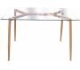 Table repas en verre pieds effet bois 115 cm - 159