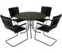 Table ronde et 4 chaises de jardin en acier et aintwood Holmsund - VEN-0561