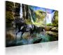 Tableau - Cheval sur fond de cascade bleue