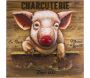 Tableau cochon en pin et fer Charcuterie 80 x 9 x 80 cm