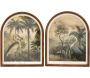 Tableau décoratif héron Sépia 50 x 40 cm (Lot de 2)