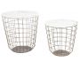 Tables en métal doré antique et marbre (Lot de 2)