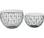 Tables basses en métal et marbre (Lot de 2)