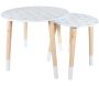 Tables gigognes en MDF blanc et bois motif fleurs