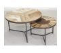 Tables rondes en bois, métal et peau de vache (lot de 2) - 295