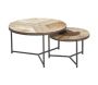 Tables rondes en bois, métal et peau de vache (lot de 2)