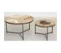 Tables rondes en bois, métal et peau de vache (lot de 2) - AUBRY GASPARD