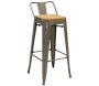 Tabouret de bar en métal et bois d'orme huilé