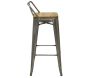 Tabouret de bar en métal et bois d'orme huilé - AUBRY GASPARD