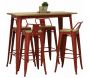 Tabouret de bar en métal laqué et bois d'orme huilé (Lot de 4) - AUBRY GASPARD