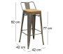 Tabouret de bar en métal laqué et bois d'orme huilé (Lot de 2) - AUB-7212
