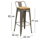 Tabouret de bar en métal laqué et bois d'orme huilé (Lot de 4) - AUB-4542