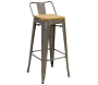 Tabouret de bar en métal laqué et bois d'orme huilé (Lot de 2)