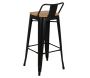 Tabouret de bar en métal laqué et bois d'orme huilé (Lot de 4) - 410