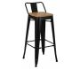 Tabouret de bar en métal laqué et bois d'orme huilé (Lot de 4) - AUB-4052