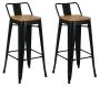 Tabouret de bar en métal laqué et bois d'orme huilé (Lot de 2)