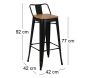 Tabouret de bar en métal laqué et bois d'orme huilé (Lot de 4) - AUB-4052