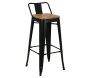 Tabouret de bar en métal laqué et bois d'orme huilé (Lot de 2)