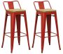 Tabouret de bar en métal laqué et bois d'orme huilé (Lot de 2)