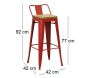 Tabouret de bar en métal laqué et bois d'orme huilé (Lot de 4) - AUB-4530