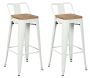 Tabouret de bar en métal laqué et bois d'orme huilé (Lot de 2)