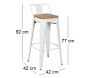 Tabouret de bar en métal laqué et bois d'orme huilé (Lot de 4) - AUB-4064