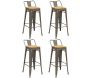 Tabouret de bar en métal laqué et bois d'orme huilé (Lot de 4)