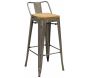 Tabouret de bar en métal laqué et bois d'orme huilé (Lot de 4) - AUB-4542