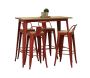 Tabouret de bar en métal et bois d'orme huilé - 5
