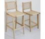 Tabouret bar en teck naturel et cannage BAIA (Lot de 2) - 8