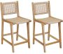 Tabouret bar en teck naturel et cannage BAIA (Lot de 2)