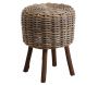 Tabouret bas en poelet gris et bois