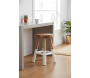 Tabouret bas rond en teck massif naturel et blanc Arden - AUBRY GASPARD