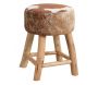 Tabouret en bois et peau de vache