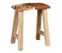 Tabouret rectangle en bois recyclé et peau de vache
