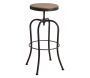 Tabouret haut pivotant en métal et bois