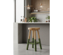 Tabouret haut rond en teck massif naturel et noir Arden - AUBRY GASPARD