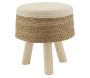 Tabouret en jonc, coton et bois naturel