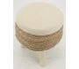 Tabouret en jonc, coton et bois naturel - AUB-6233