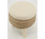 Tabouret en jonc, coton et bois - AUB-6233