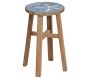 Tabouret en pin assise décor mer