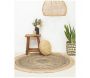 Tapis rond en jute et coton noir - AUBRY GASPARD