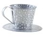 Tasse en métal gris avec pois blancs