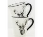 Vaisselle Cerf en porcelaine blanche et noire (lot de 6) - AUB-6244