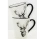 Vaisselle Cerf en porcelaine blanche et noire (lot de 6) - AUBRY GASPARD