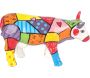 Vache en dolomite peinture multicolore - SIG-0180